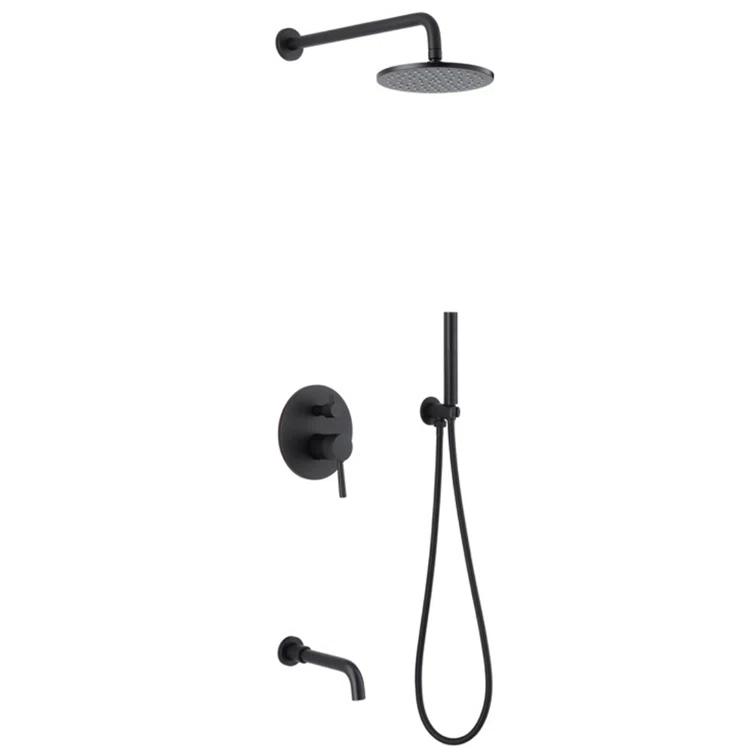 clihome Luxury Wall-Mounted 3-Function Shower System Solid Brass Mixer Valve, 1.8 GPM Flow & Dual Showerheads with Rough-in Valve DM6612BI