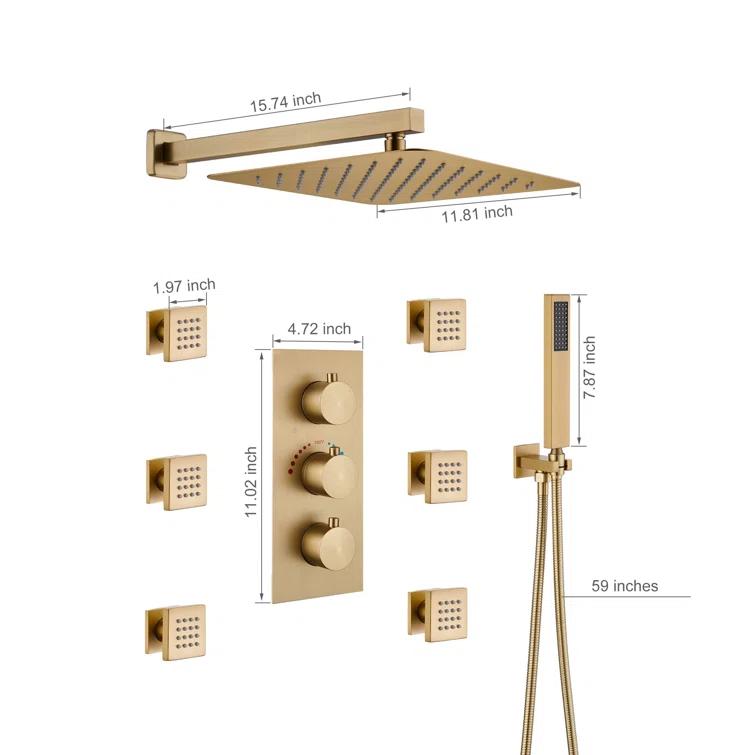 mondawe Herathena Complete Shower System with Rough in-Valve WF6001-12BG