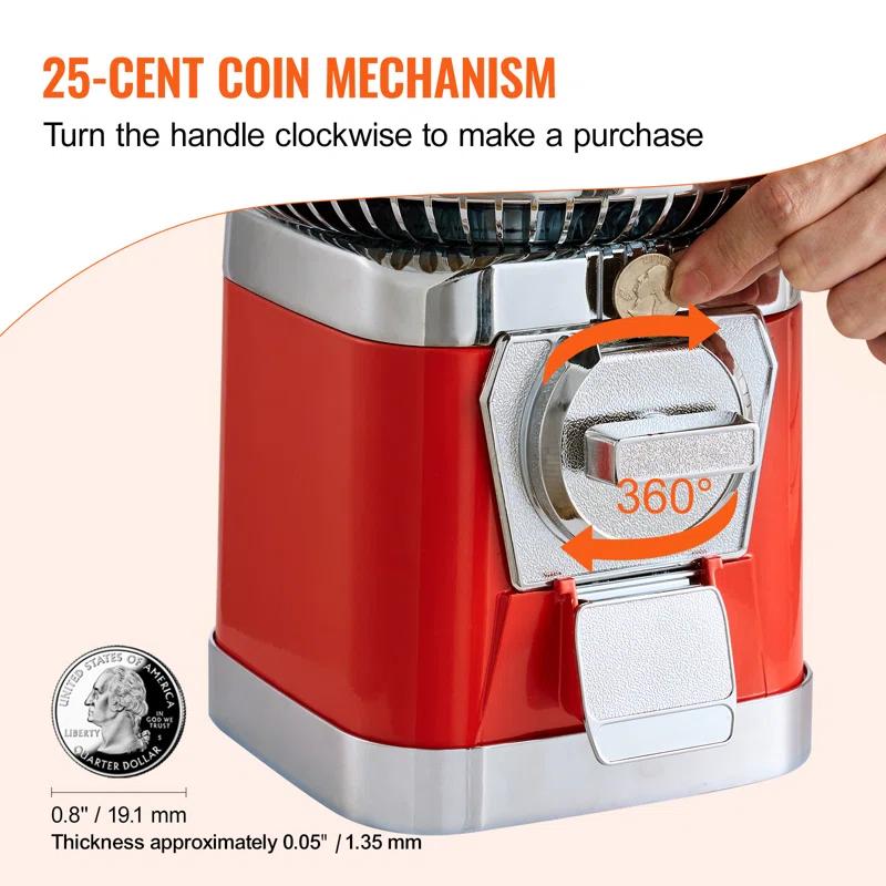 Stellweilan Tessberg 16"H Gumball Machine Vending Coin Bank Vintage Candy Dispenser PC Red