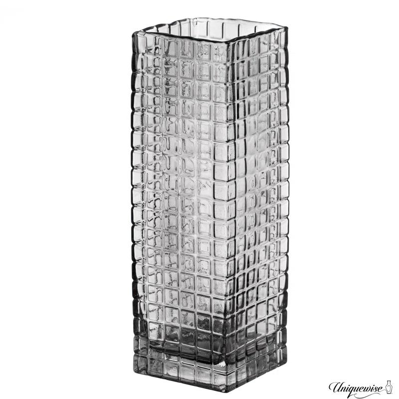 Uniquewise Set Of 10 And 12-Inch Square Frosted Gray Glass Table Vases - A Timeless Centerpiece For Dining Tables, Living Rooms, Bedrooms, Hotel Reception Areas And Conference Rooms, Ideal For Wedding Decor