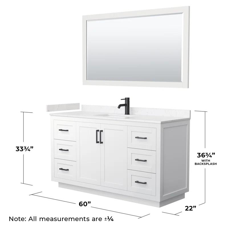 Wyndham Collection Miranda 60" Freestanding Single Bathroom Vanity with Cultured Marble Top with 58" Mirror