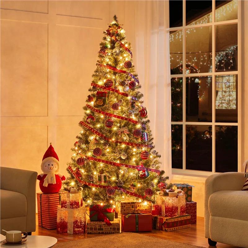 Pinecone-decorated Frosted Artificial Christmas Tree