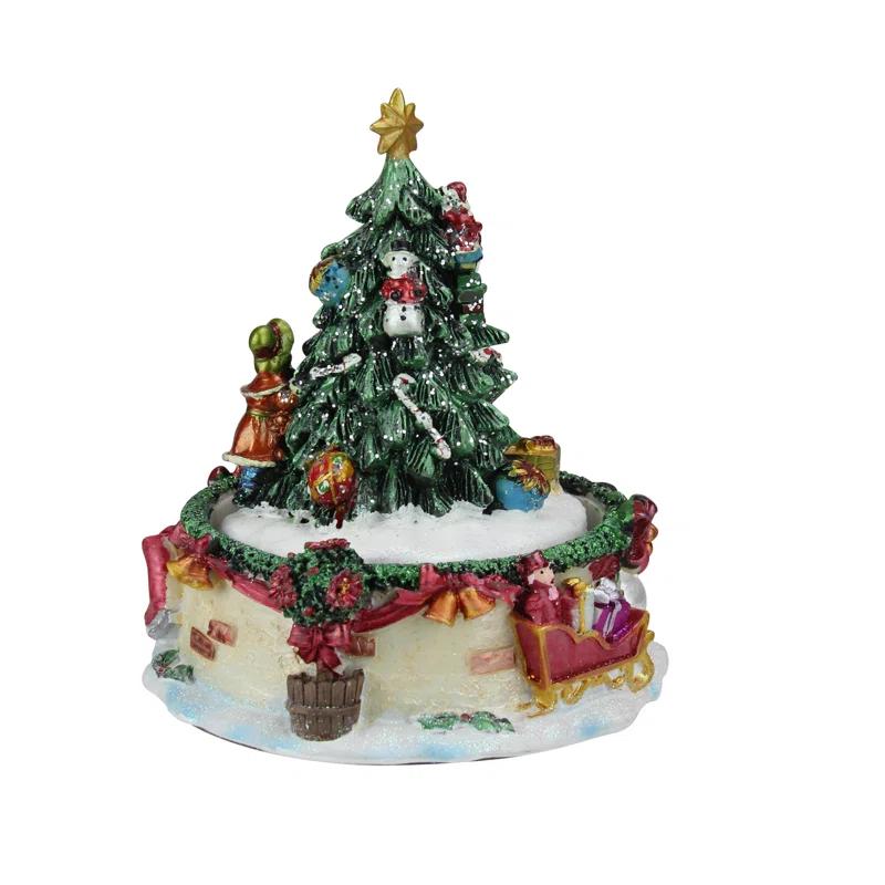 Northlight Seasonal 5.5" Musical Santa Claus and Christmas Tree Winter Scene Rotating Tabletop Decoration