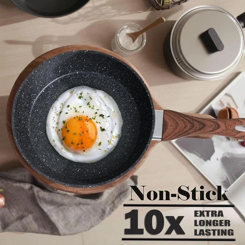 BN-LINKKL Kitchen Academy Induction Cookware Sets - 12 Piece Cooking Pan Set, Granite Black Nonstick Pots And Pans Set