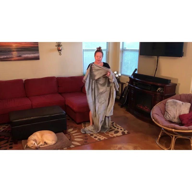 Catalonia Wearable Fleece Blanket with Sleeves & Foot pockets for Men Women, Plush Wrap Sleeved Throw Blanket