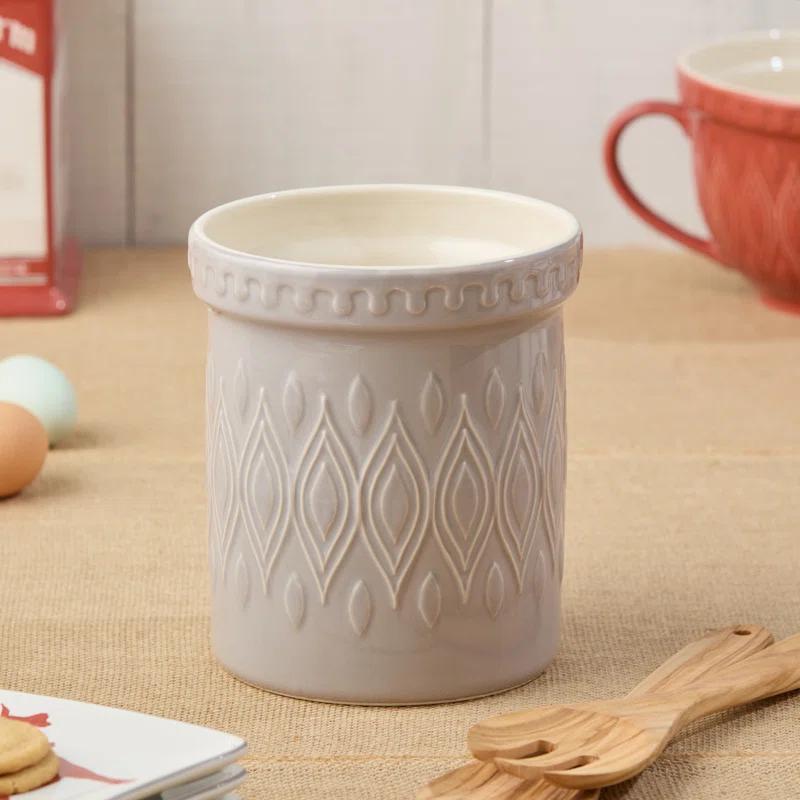 Certified International Vintage Farm Stoneware Tool Crock 6.25" Diam x 7.25" High