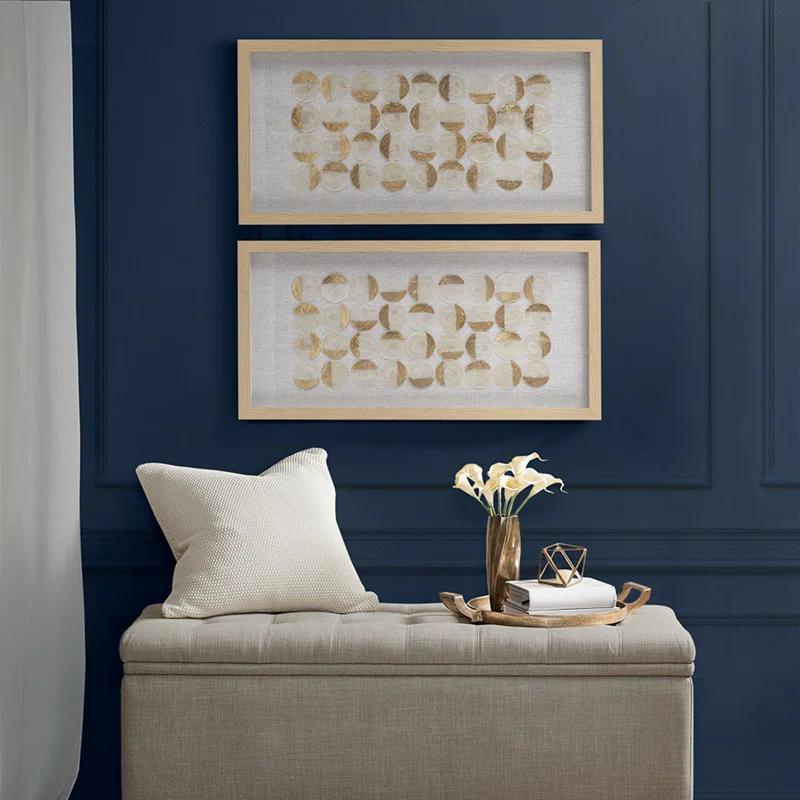 Mercury Row® Zeringue Emblem Natural Capiz with Gold Foil Shadowbox Wall Décor (Set of 2)