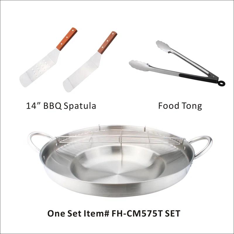 ARC 23" Stainless Steel Concave Comal Set, 30,000 BTU Propane Burner and Stand, Discada Disc Cooker.