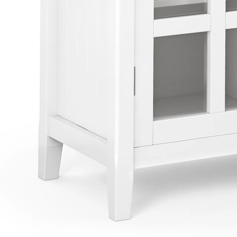 Simpli Home Acadian 39"W Solid Wood 4-Shelf Medium Storage Cabinet with Glass Doors and Adjustable Shelves