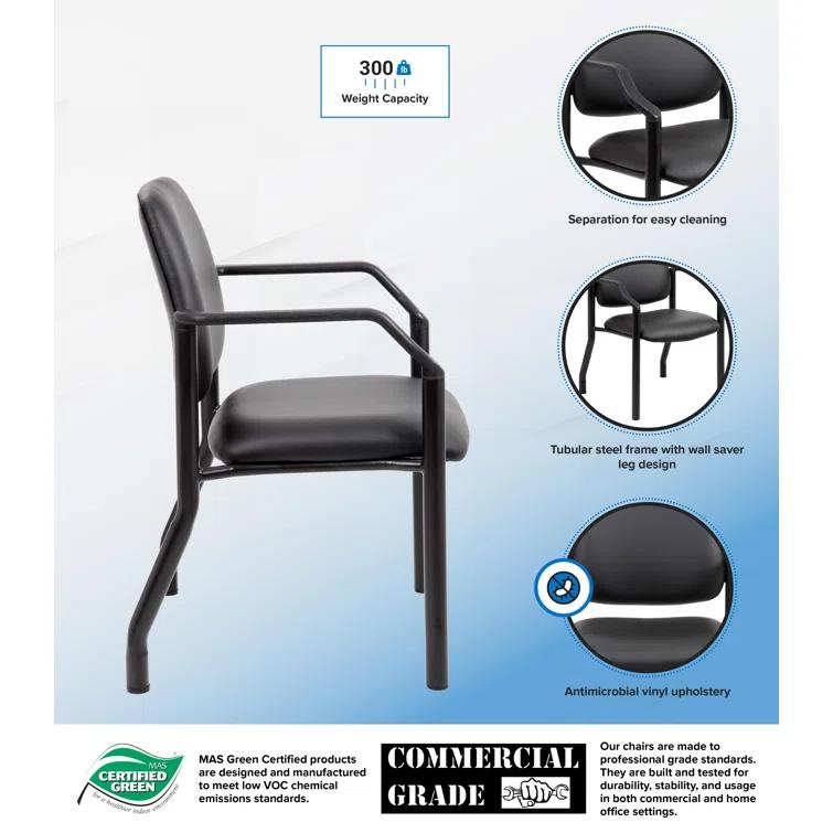 Boss Office Products Stackable Vinyl Seat Reception Chair with Metal Frame