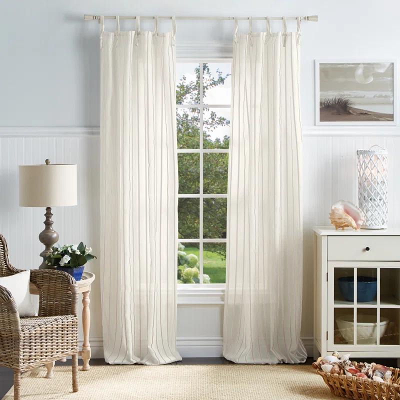 Martha Stewart Laguna Striped Semi-Sheer Tab Top Curtain Panel Pair (Set of 2) (Set of 2)