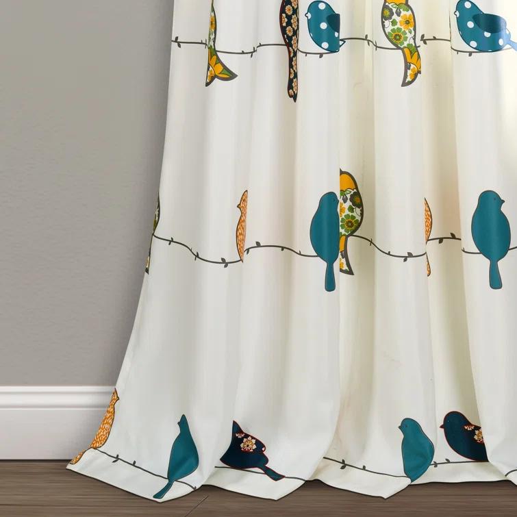 Frifoho Rowley Birds Room Darkening Thermal Rod Pocket Curtain Panels (Set of 2)
