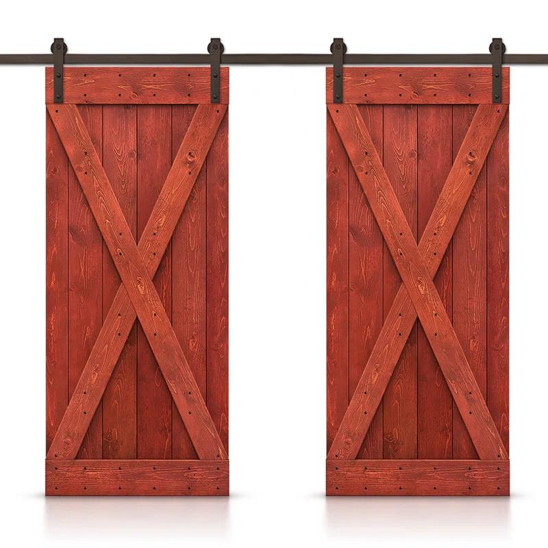 Calhome 84'' Solid Wood Paneled Painted with Installation Hardware Kit Barn Door