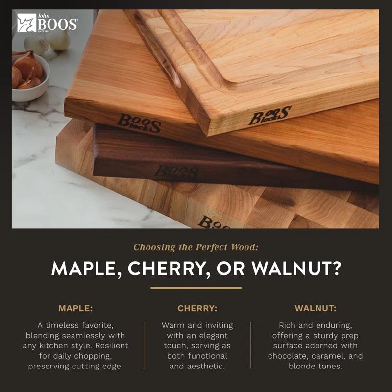 John Boos Gift 1.5" Edge Grain Walnut 12" Square Cutting Board with Wood Feet
