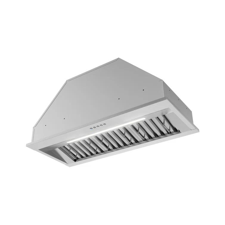 Streamline Bath Streamline 34 In. T-11611-1-DT Pescara Ducted Insert 350 CFM Range Hood In Brushed Stainless Steel With Baffle Filters, Electronic Button Control, LED Light T-11611-1-DT