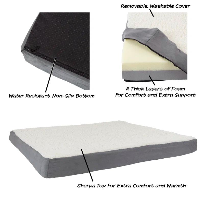Petmaker PETMAKER Orthopedic Dog Bed - Memory Foam Crate Mat with Machine Washable Cover