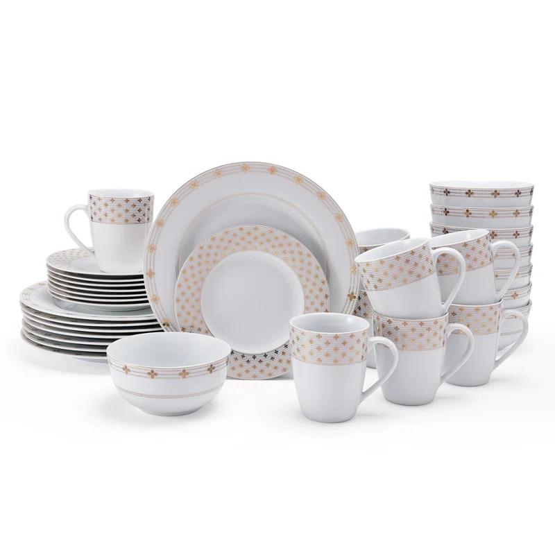 Mikasa Modern Petals 32-Piece Porcelain Dinnerware Set, Service for 8