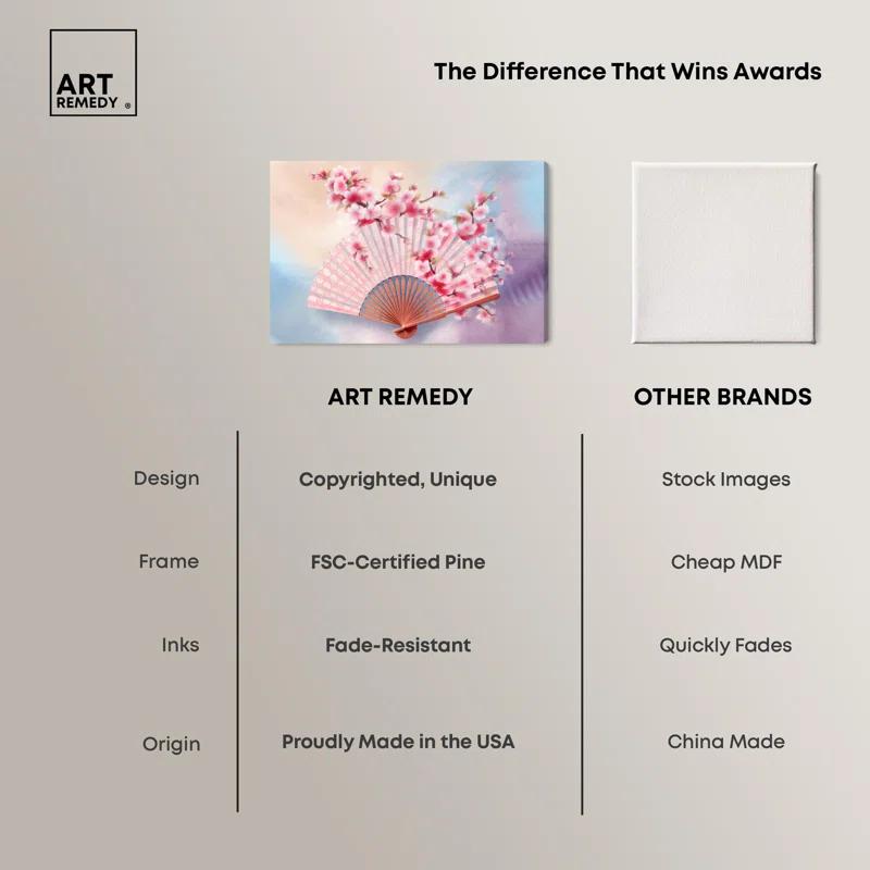 Art Remedy Elegant Japanese Fan Canvas Glam Livingroom Wall Art by Art Remedy