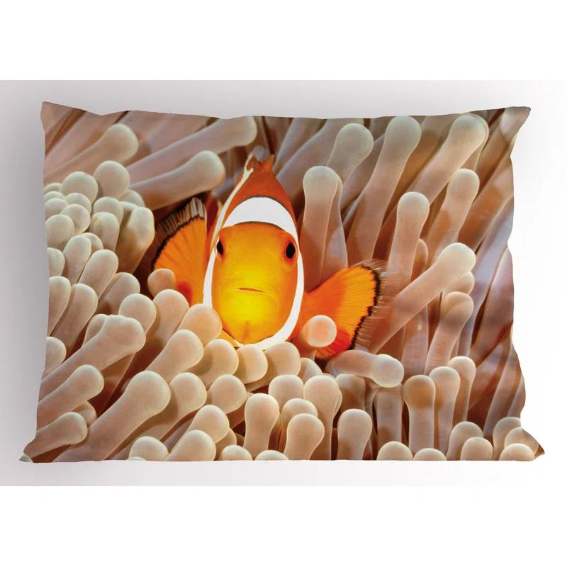Ambesonne Ambesonne Ocean Pillow Sham 2 Pack Bali Indonesia Fishes Beige Orange