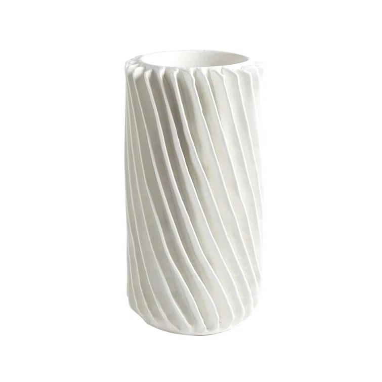 Global Views Radiator Swirl Vase-Matte White-Lg