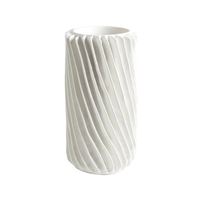 Global Views Radiator Swirl Vase-Matte White-Lg
