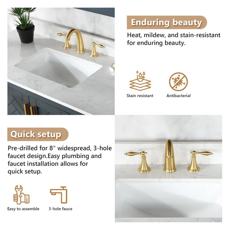 Altair Ceres 49" Engineered Stone Single Bathroom Vanity Top with Sink