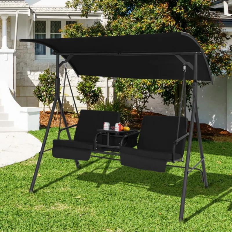 Porch Swing Chair With Adjustable Canopy