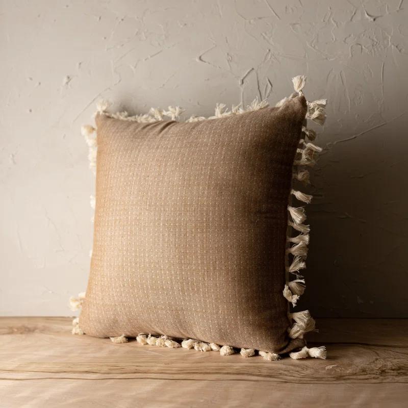 Boho Tassels Cotton Reversible Throw Pillow
