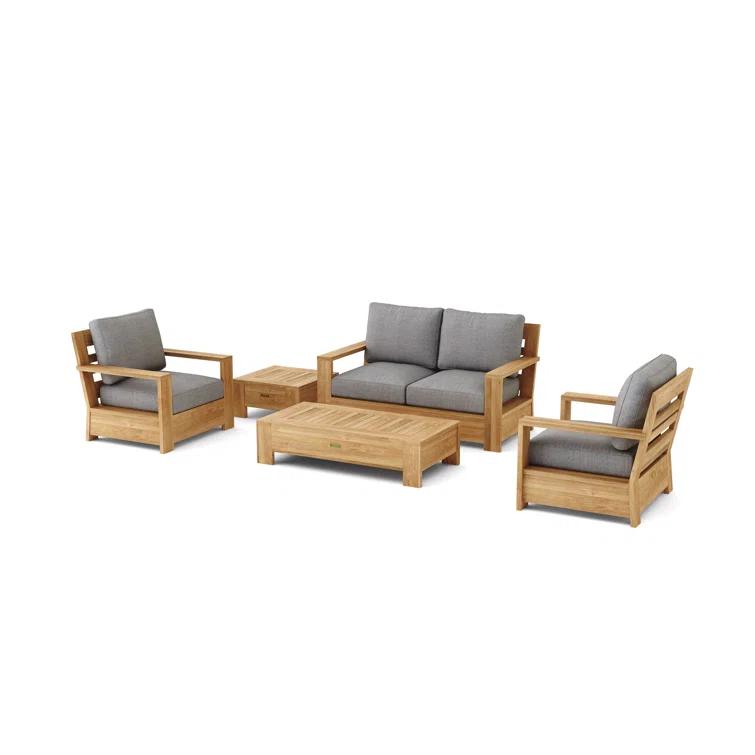 Anderson Teak Madera Teak 4 - Person Patio Conversation Sets with Sunbrella® Cushions