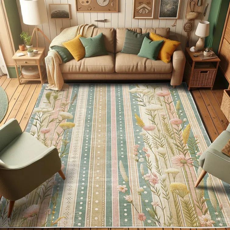 Ambesonne Ambesonne Floral High Density Long Fiber Poly Threads Decorative Area Rug Carpet