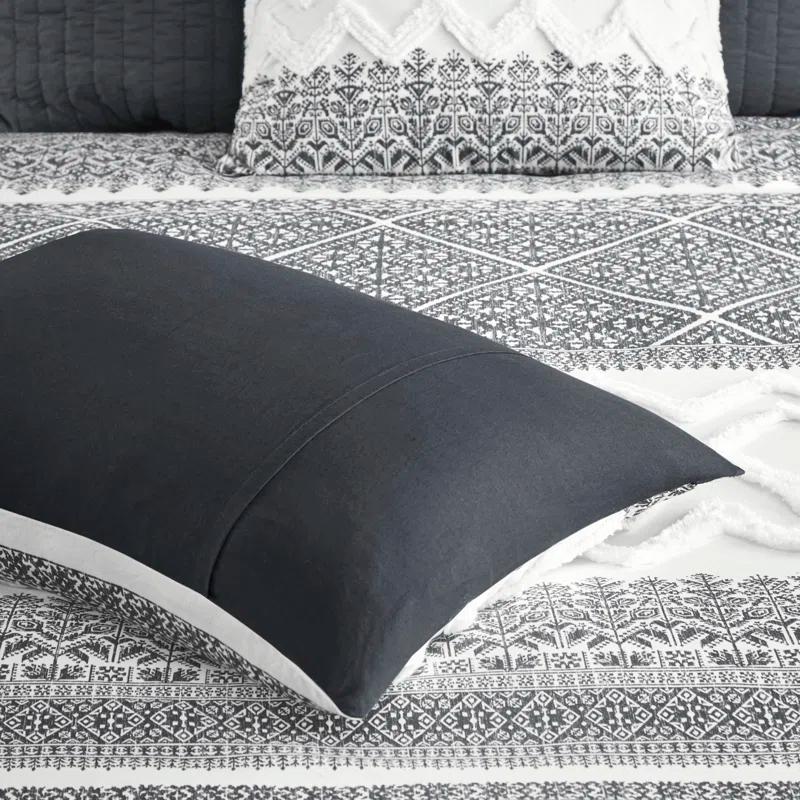 INK+IVY Mila Cotton Duvet Cover Set with Chenille Tufting