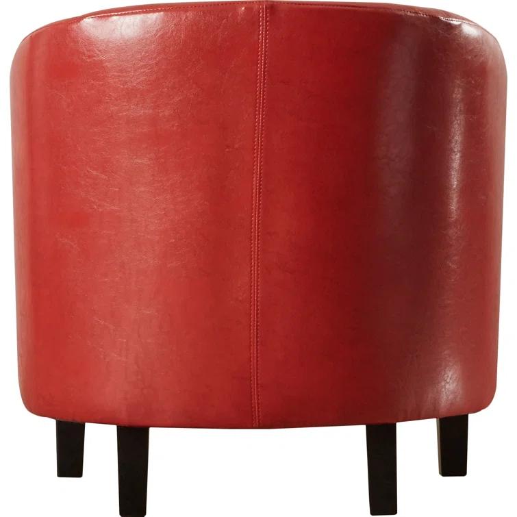 Simpli Home Austin 30"W Upholstered Vegan Faux Leather Contemporary Tub Accent Chair with High Arms and Deep Seat