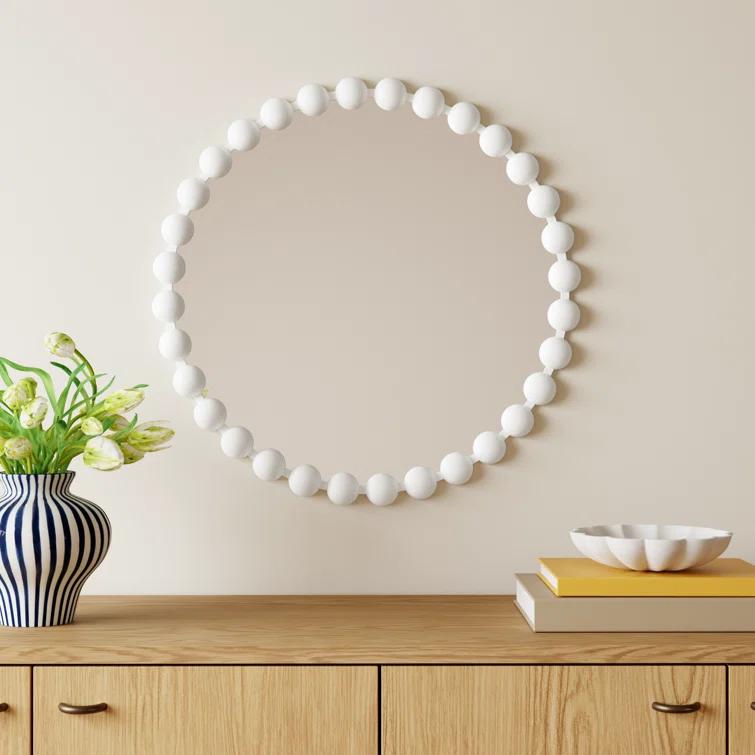 Marlowe Beaded Round Metal Wall Mirror