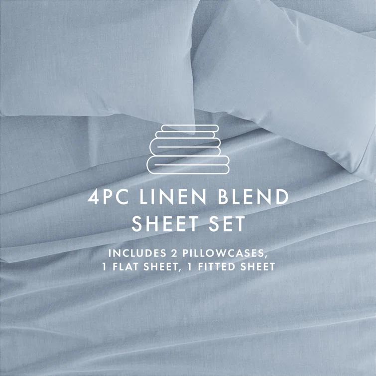 Linen Bamboo-Blend Breathable Luxury Bed Sheet Set