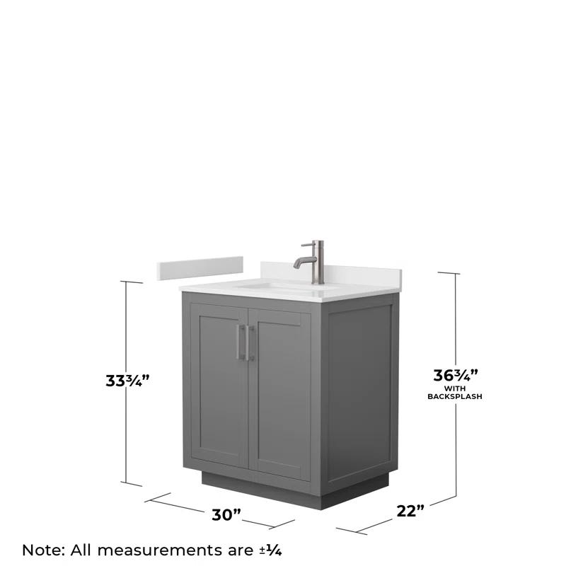Wyndham Collection Miranda 30" Freestanding Single Bathroom Vanity with Cultured Marble Top