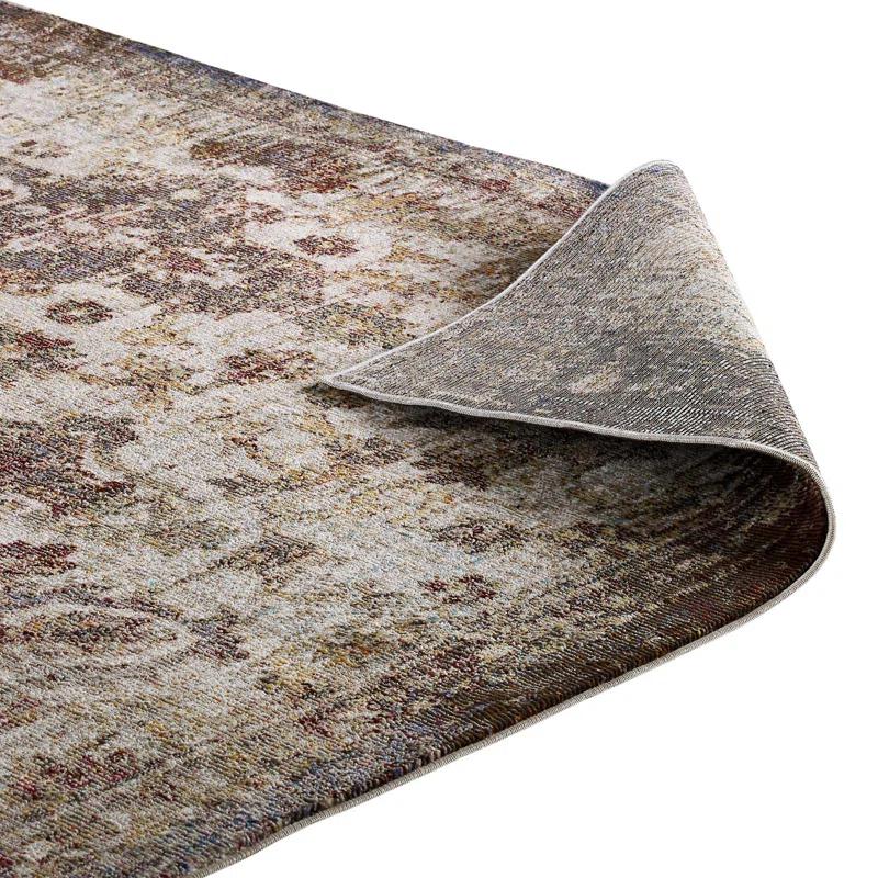 Modway Modway Success Kaede Distressed Vintage Floral Moroccan Trellis Area Rug, 5x8, Multicolored