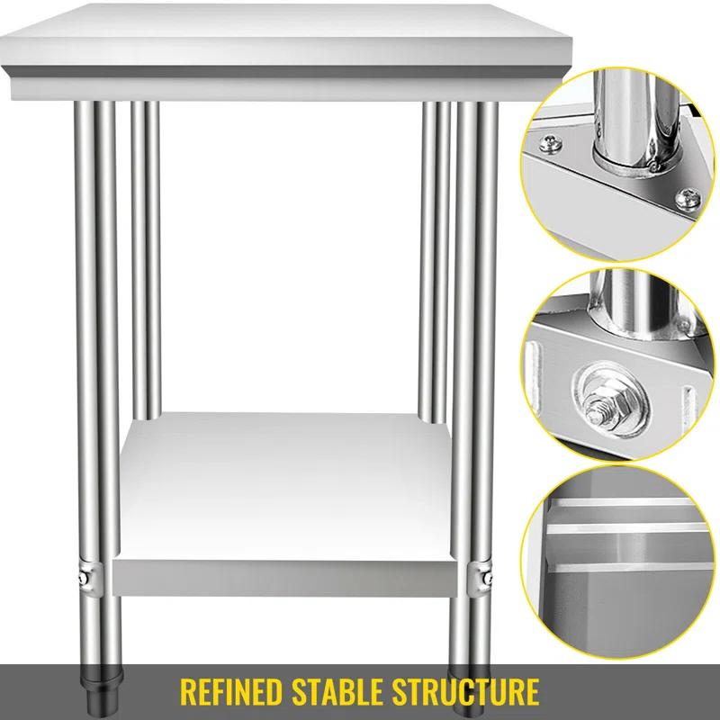 VEVOR VEVOR Stainless Steel 24'' W x 31.5'' H Adjustable Work Table