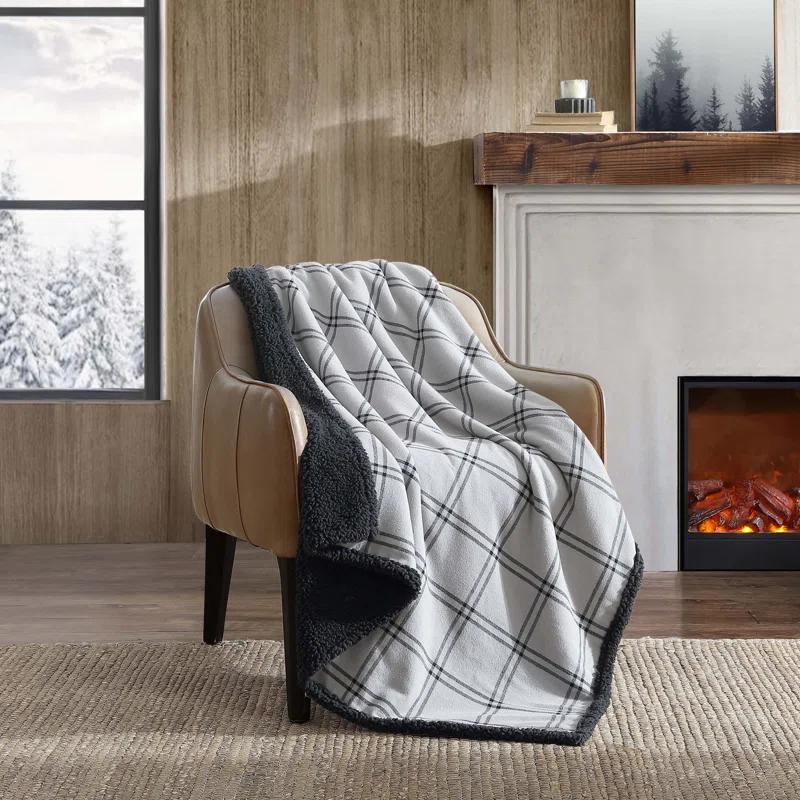 Eddie Bauer Eddie Bauer Printed Flannel/Sherpa Throw Blankets