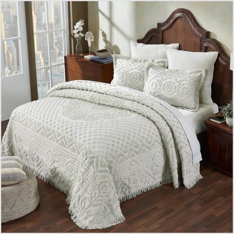 Better Trends Heirloom Collection Machine Washable 100% Cotton Chenille Coverlet / Bedspread Lush & Comfortable Bedding Medallion Pattern Fit All-Season