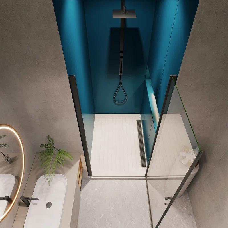 ACE DECOR AD053472 34" W x 72" H Frameless Pivot Shower Door, 1/4" (6mm) Clear SGCC Tempered Glass