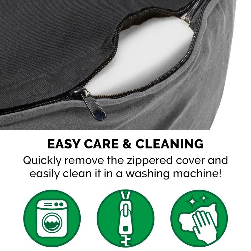 FurHaven Faux Sherpa & Suede Oval Dog Bed