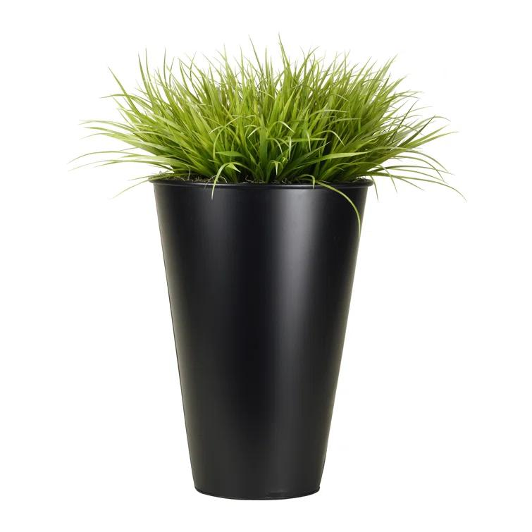 D & W Silks Faux Foliage Grass in Metal Planter