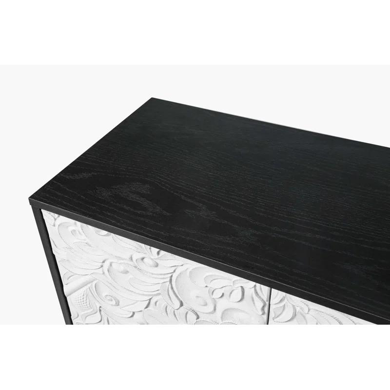 R&M Furniture Exquisite Sculpted Door and Premium Black Cabinet, a Showcase of Elegant Design and Versatile Functionality.