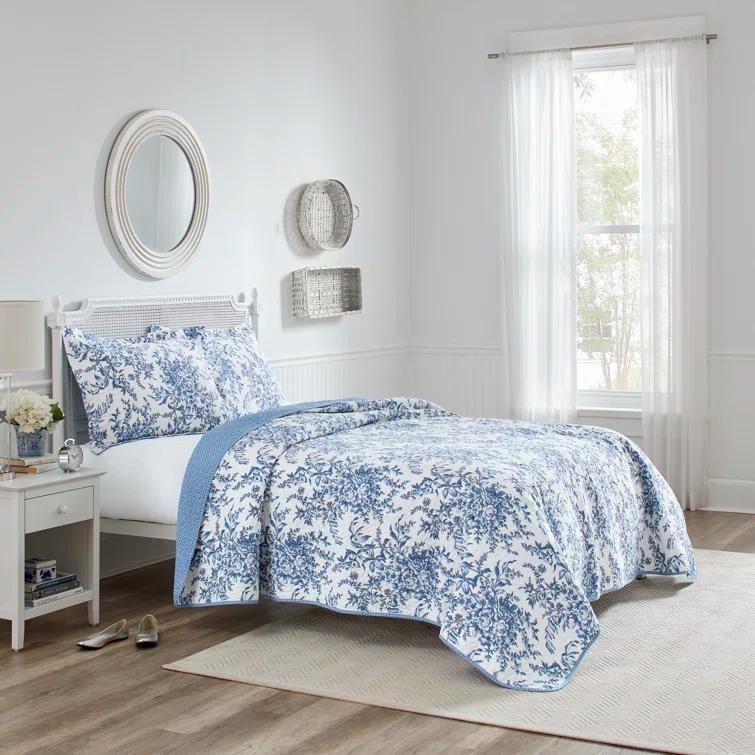Laura Ashley Laura Ashley Bedford Cotton Reversible Quilt Set