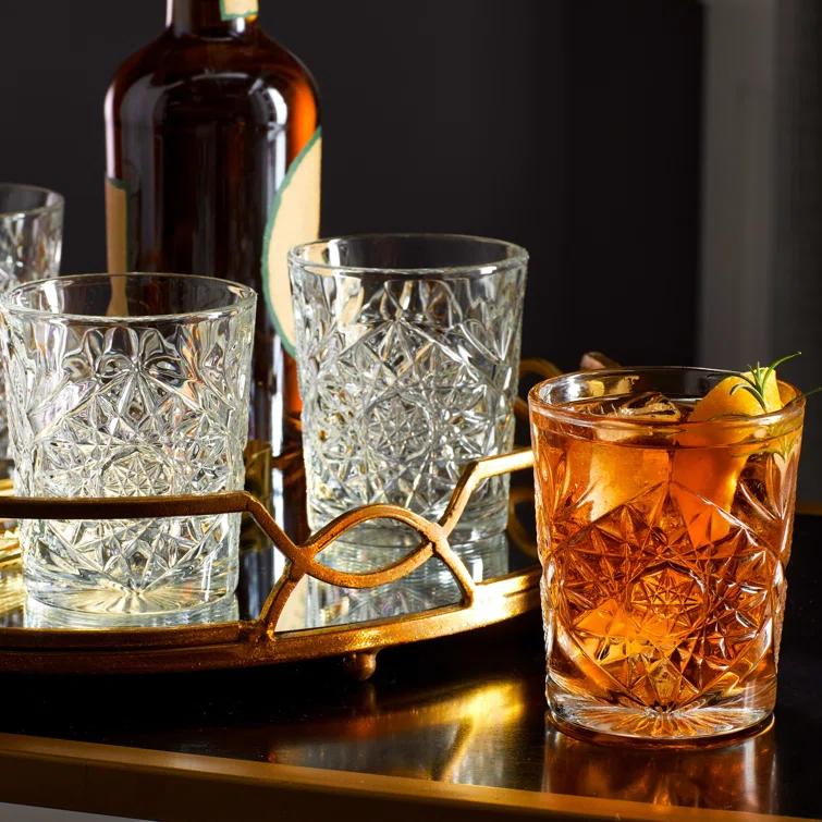 Libbey Classic Libbey Cocktail Hobstar Double Old Fashioned Glasses, 12 oz. (Set of 4)