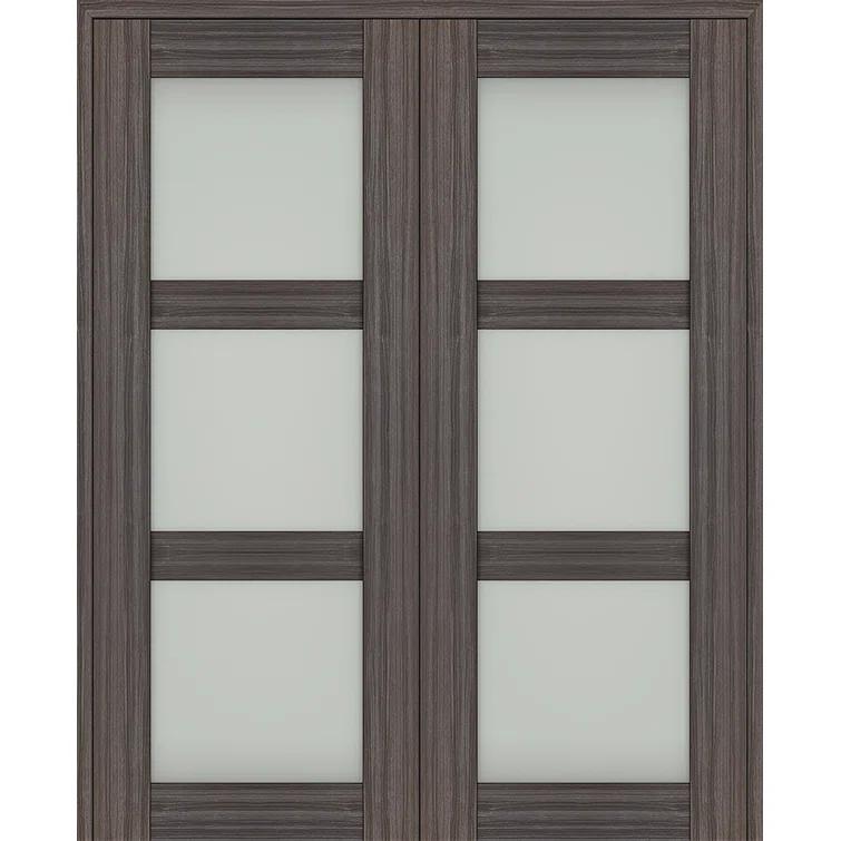 Belldinni Palladio 3 Lite Manufactured Wood and Frosted Glass Interior Double Prehung Door