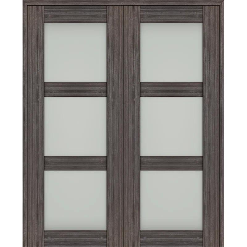 Belldinni Palladio 3 Lite Manufactured Wood and Frosted Glass Interior Double Prehung Door