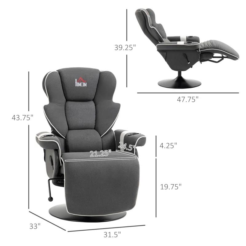 HomCom Faux Leather Manual Swivel Ergonomic Recliner | Wayfair