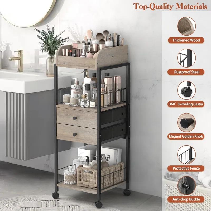 17 Stories Makeup Organizer, Floor Skincare Organizers Make Up Organizers And Storage With Drawers, Vanity Organizer Cosmetics Display Cases Holder For Skin Care Nail Polish Perfume