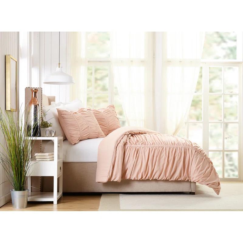 Modern Heirloom Emily Ruched Solid Textured Comforter Set